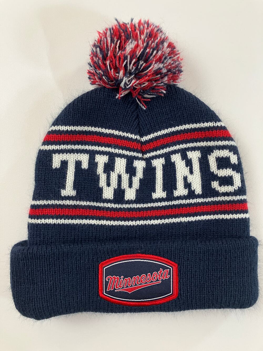 Minnesota Twins Caribou Coffee 2022 SGA Pom Beanie Hat OSFM Navy Red MLB